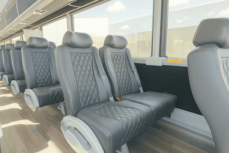 interior of Seattle Minibus Company charter bus