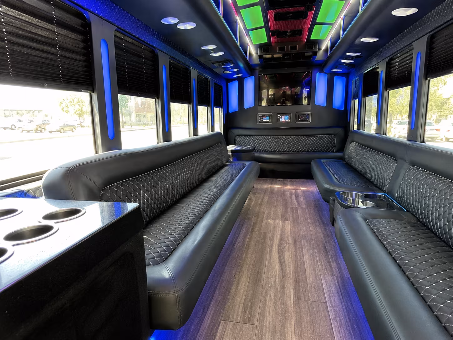 seattle 15 passenger party bus inside