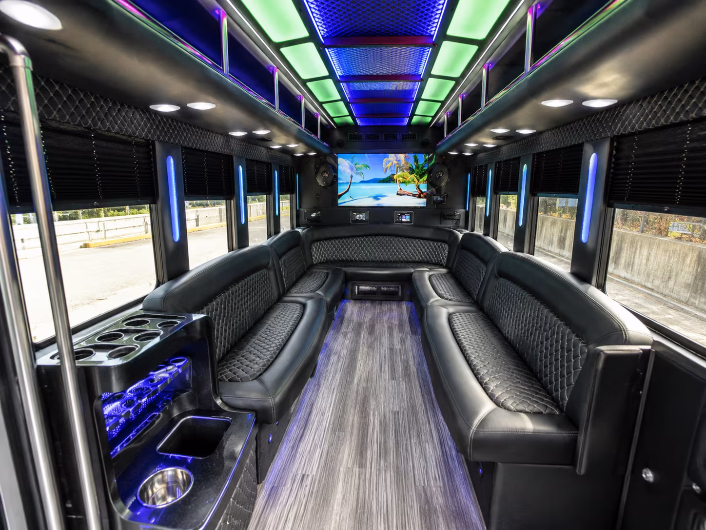seattle 18 passenger party bus inside