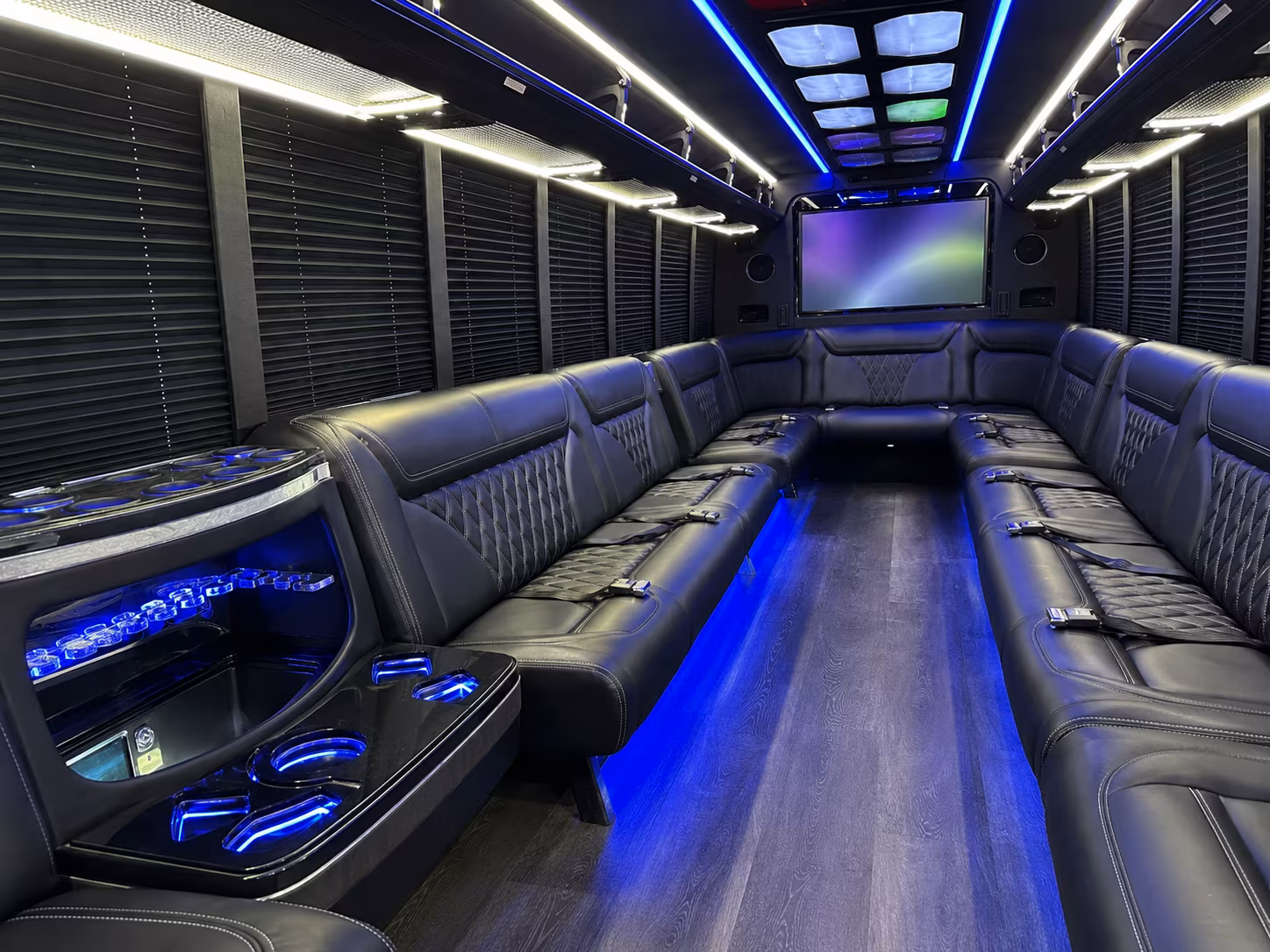 seattle 20 passenger party bus inside