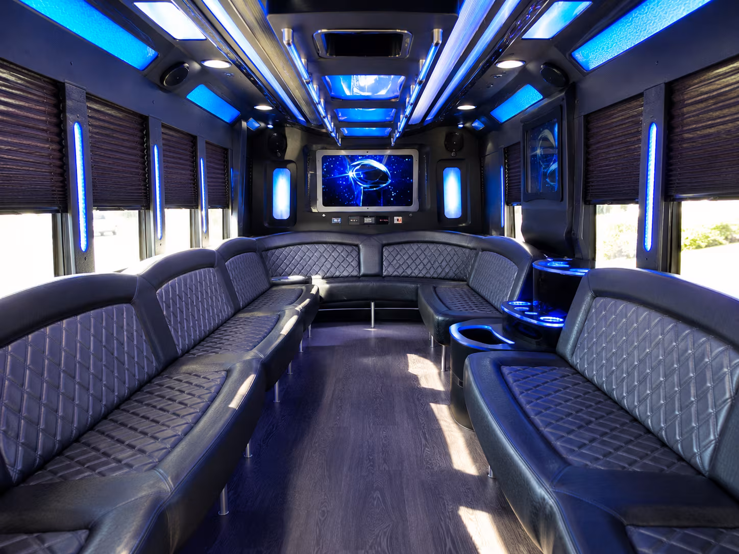 seattle 28 passenger party bus inside