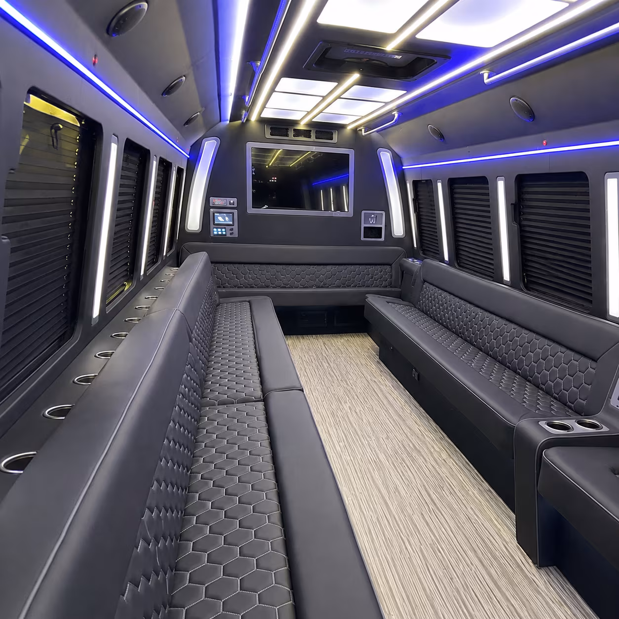 seattle 40 passenger party bus inside
